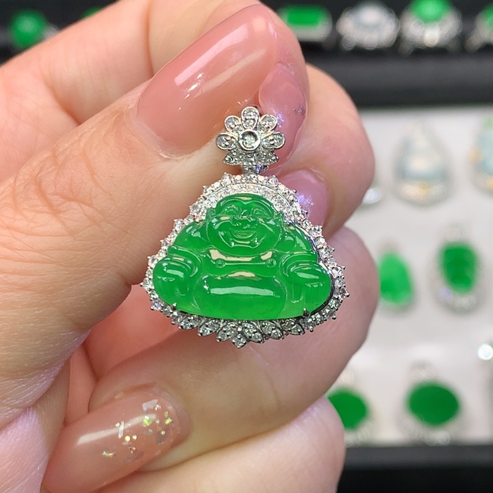 翡翠吊坠(不含链)18K金镶嵌宸**妈