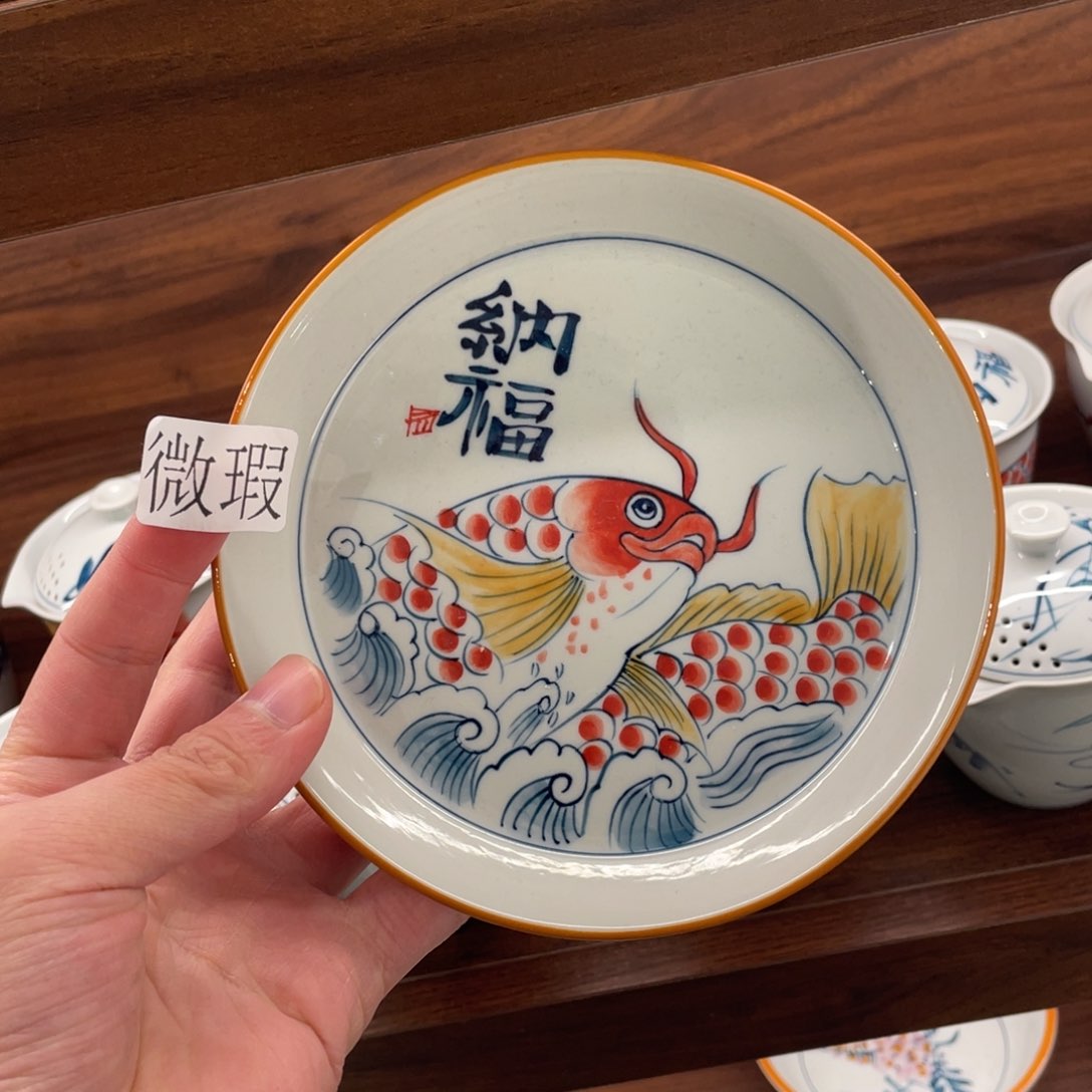 釉下手绘茶具微瑕