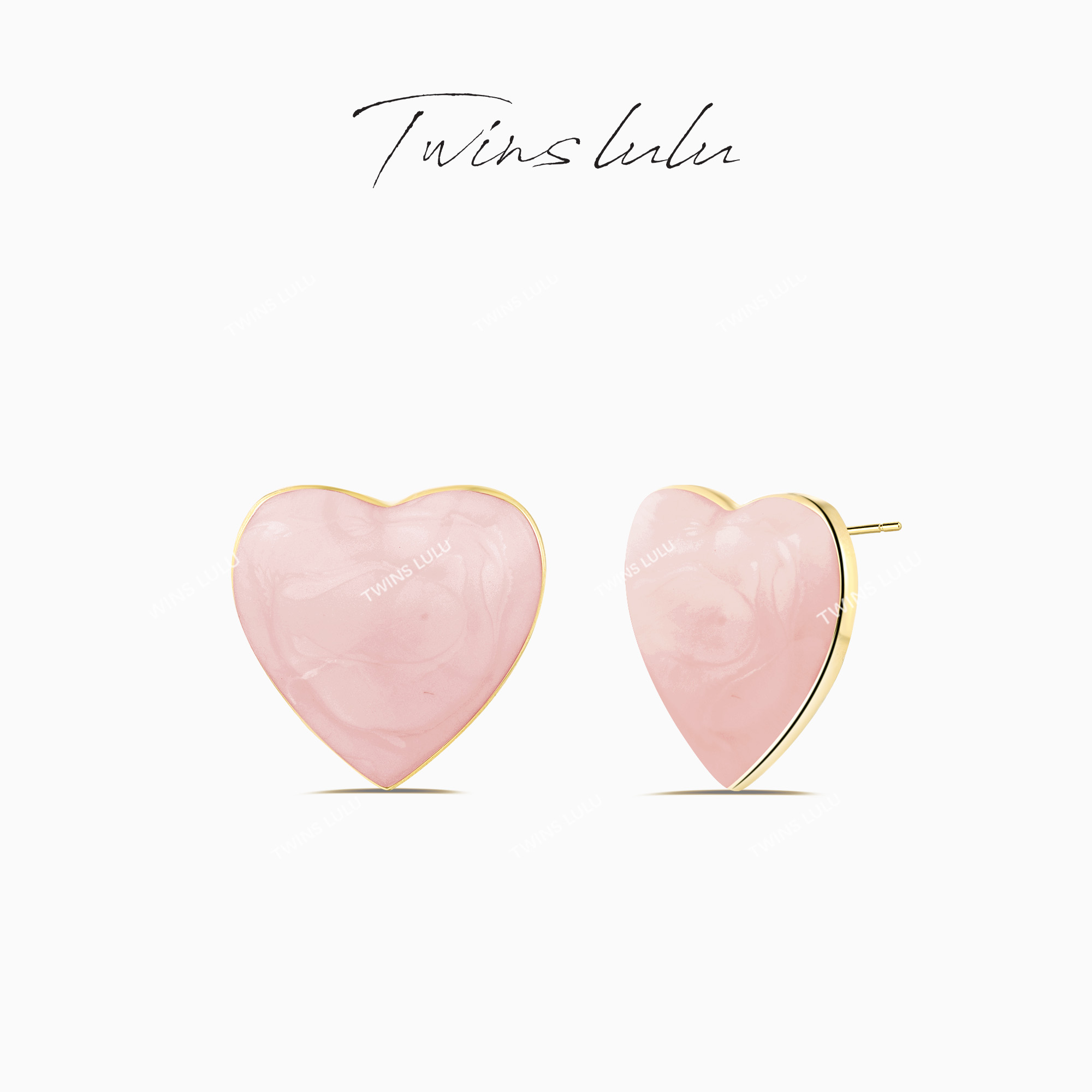 铜合金耳饰 TWINS LULU 镀K金 夏天可爱气质简约爱心耳环TSL376