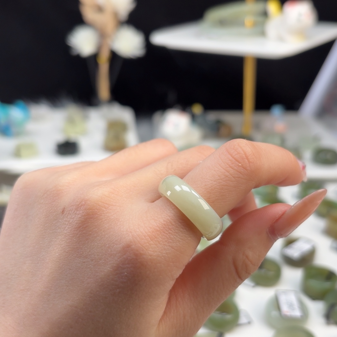 和田玉未镶嵌戒指o107晴水泥鳅背17.3