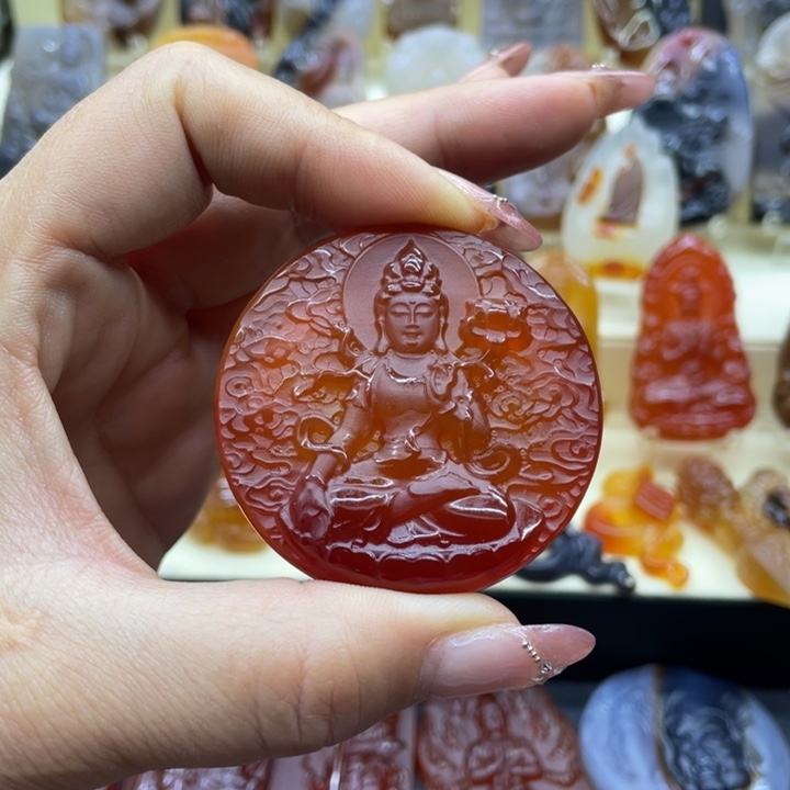 玛瑙/玉髓吊坠(赠链)未镶嵌红*吊坠