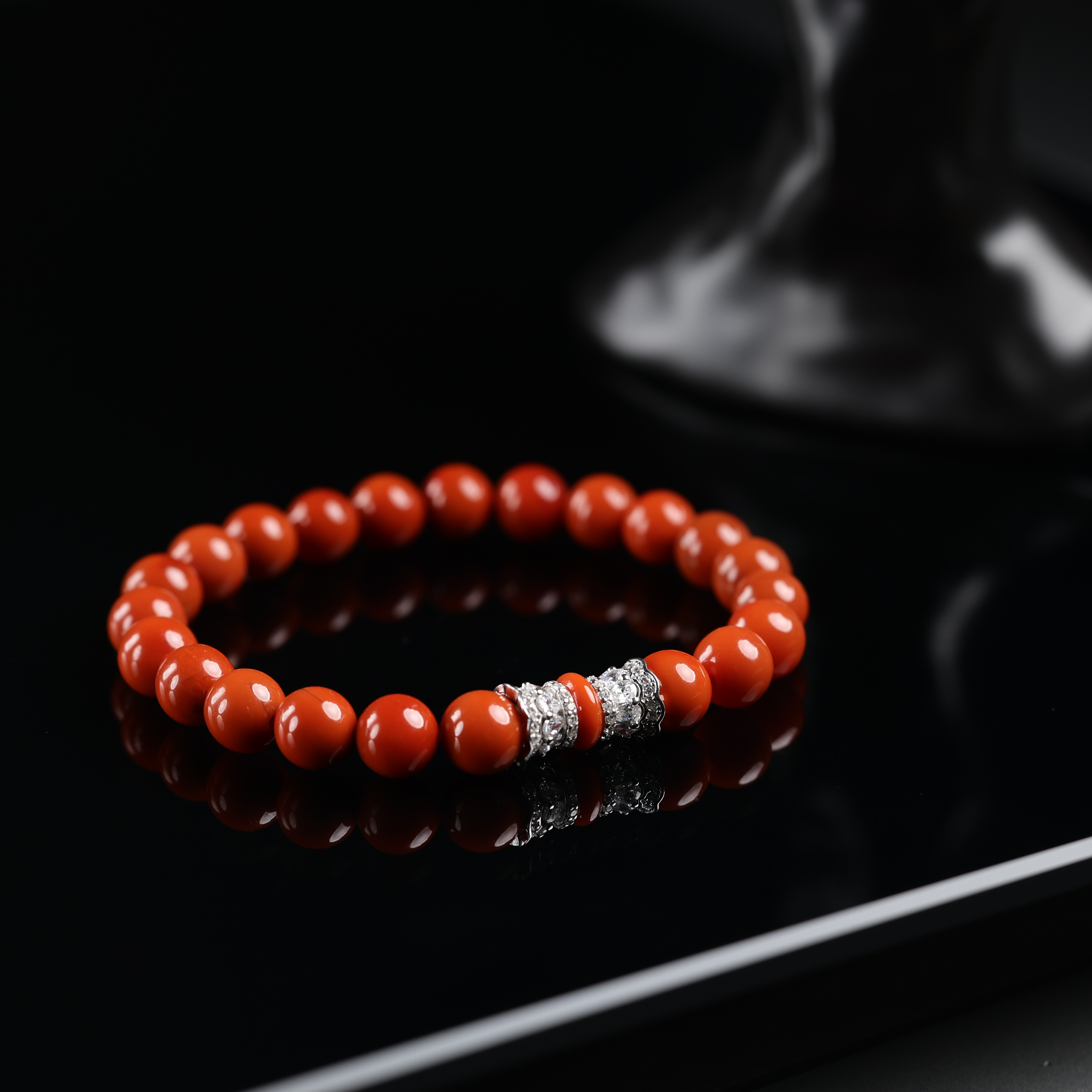 “明媚”严选精品天然原矿南红火焰纹7mm+手串