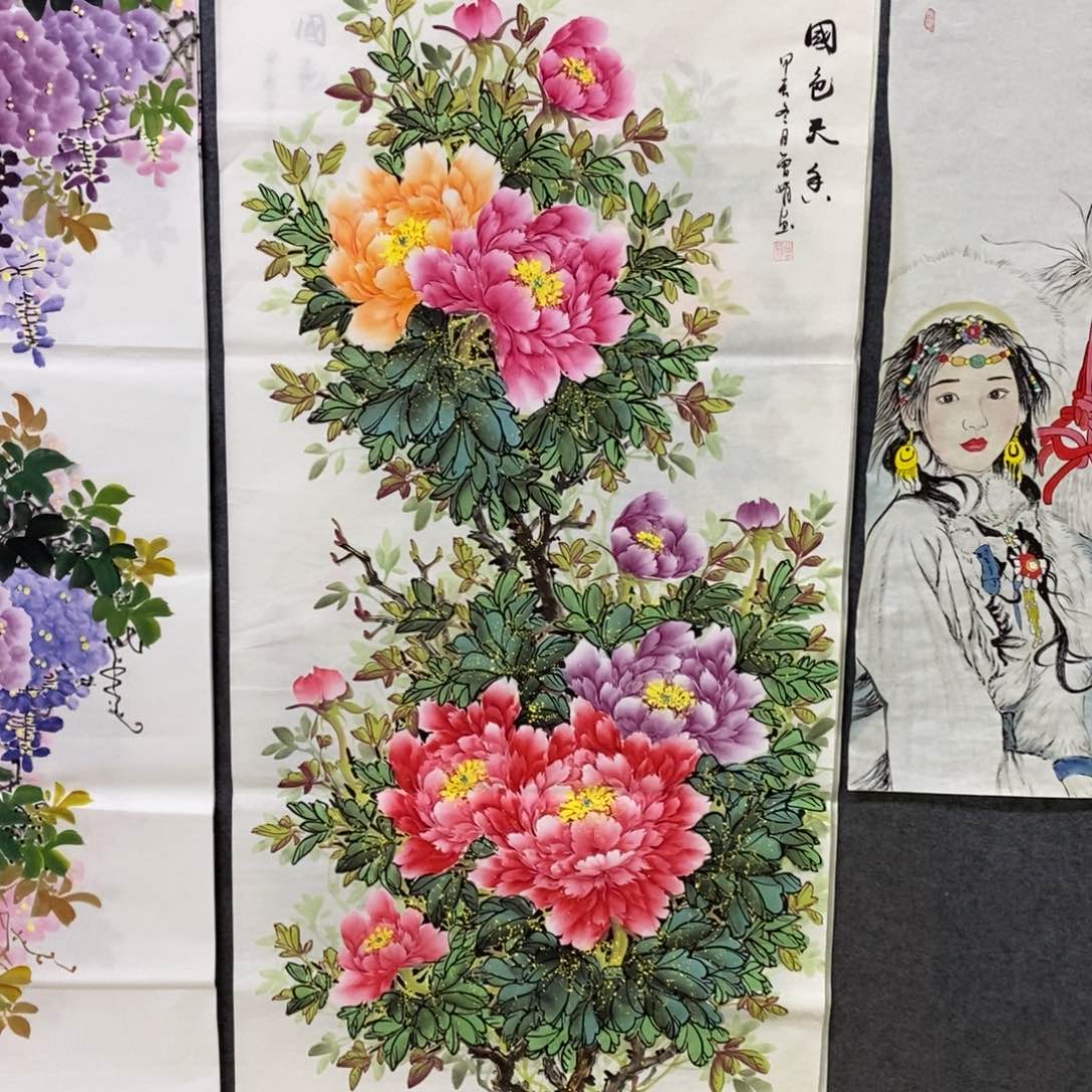 国画尺寸140✖️70四尺纯手绘国画牡丹