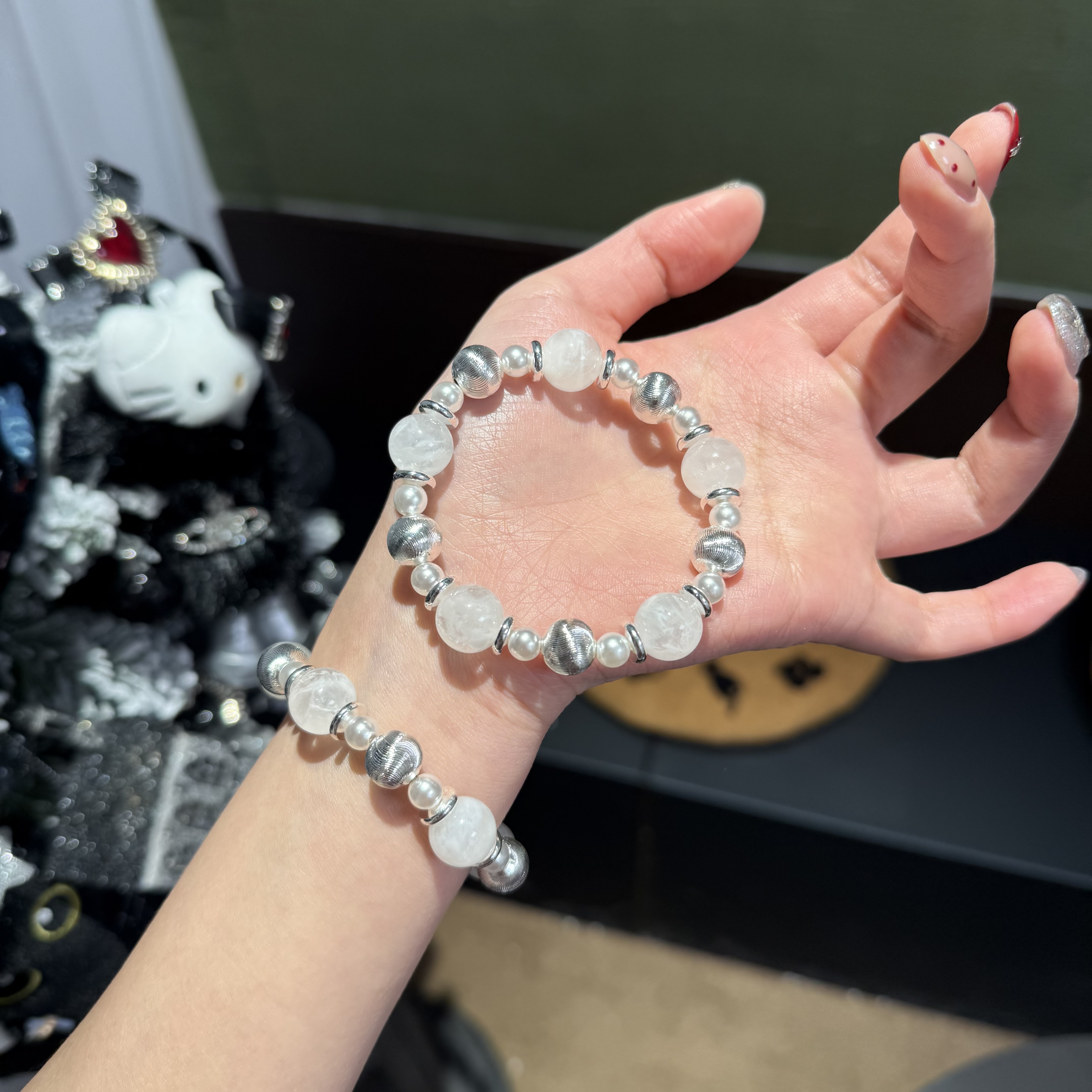 C*月落银滩*天然白雪花幽灵贝珠手串 多样性发其一