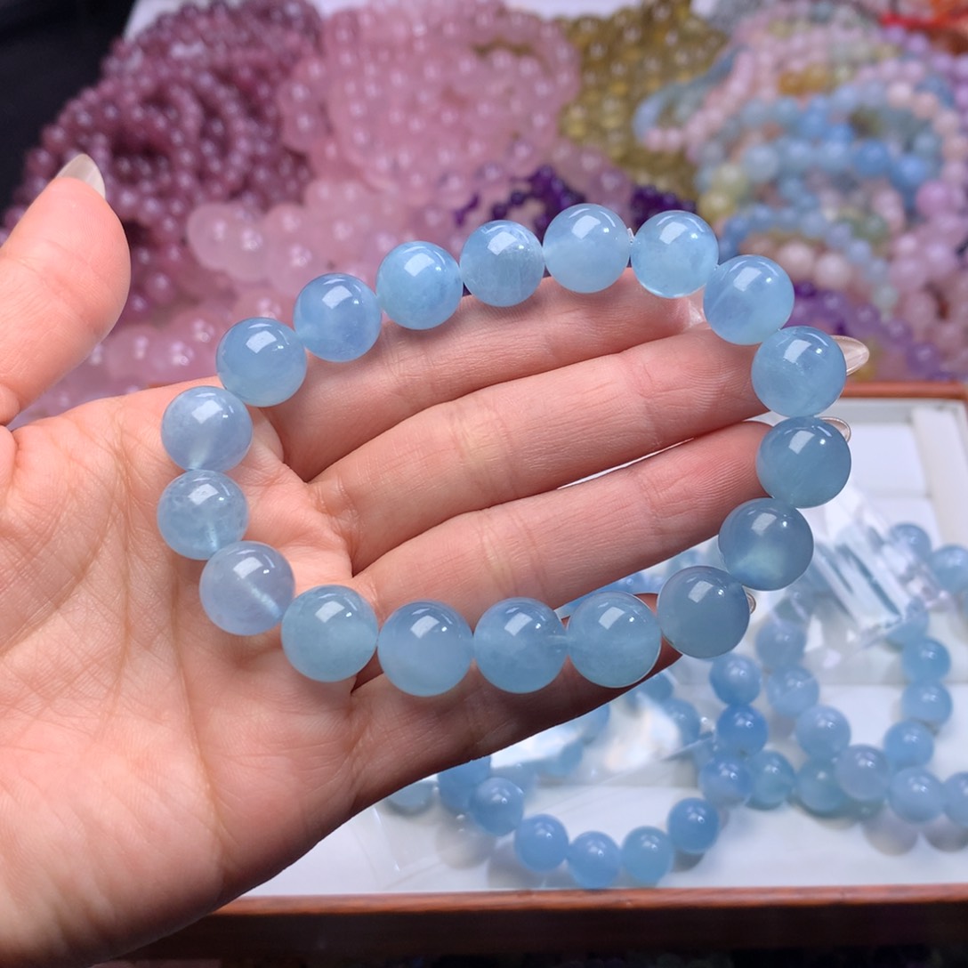 水晶手链未镶嵌叁*壹拍x2卡11.5+海蓝宝