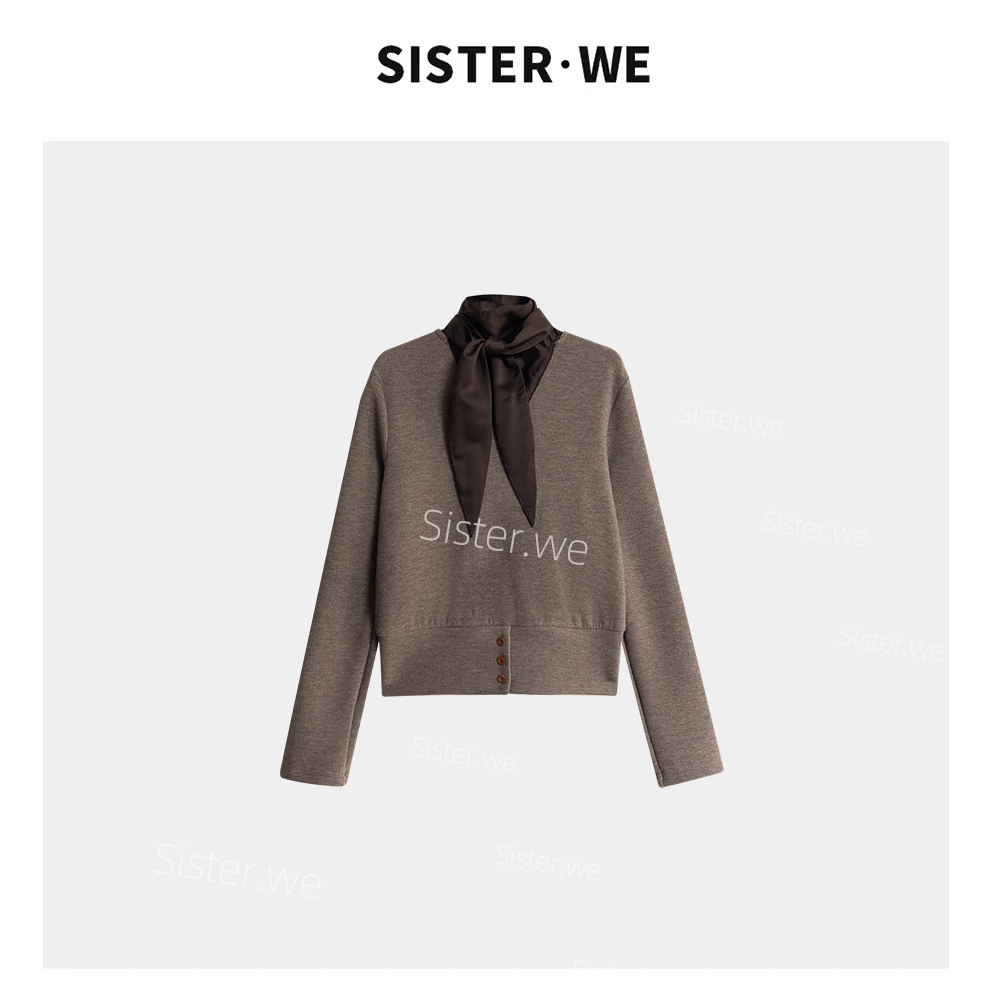 薇姐【鹤汀】Sister·We文艺风设计款飘带时髦小衫  19272