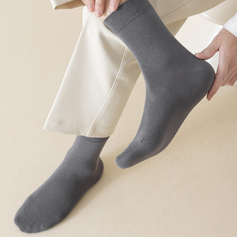 男士中筒袜秋冬苎麻袜