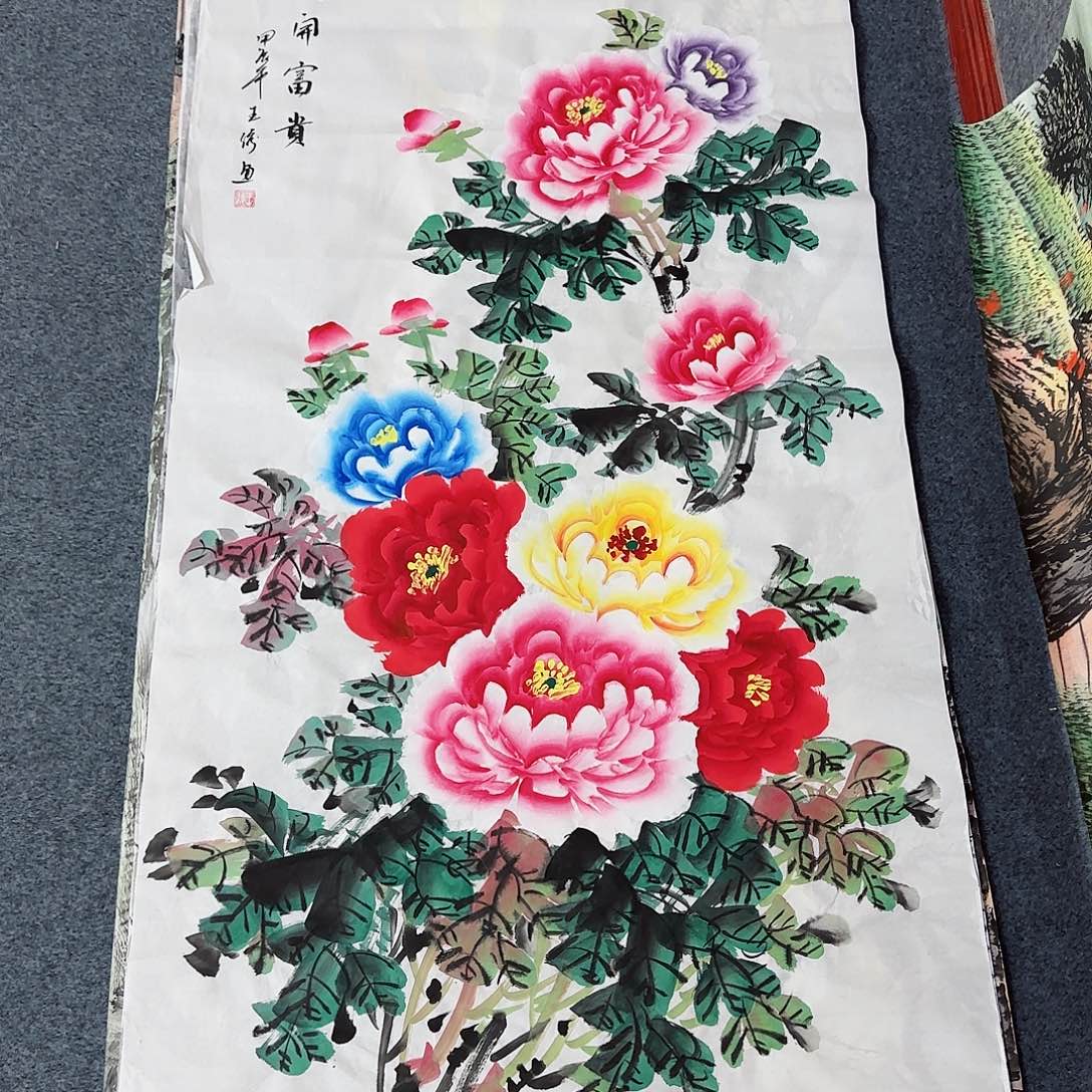 国画尺寸70X138手绘作品