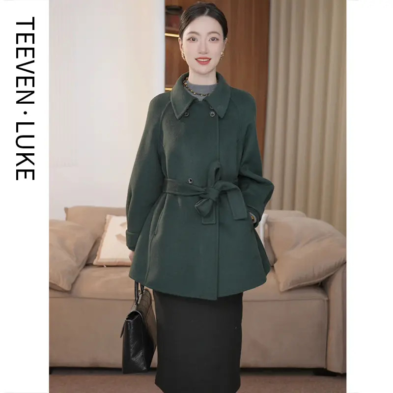 流行双面呢大衣中长款新款羊毛洋气时尚毛呢外套女2025年韩版宽松