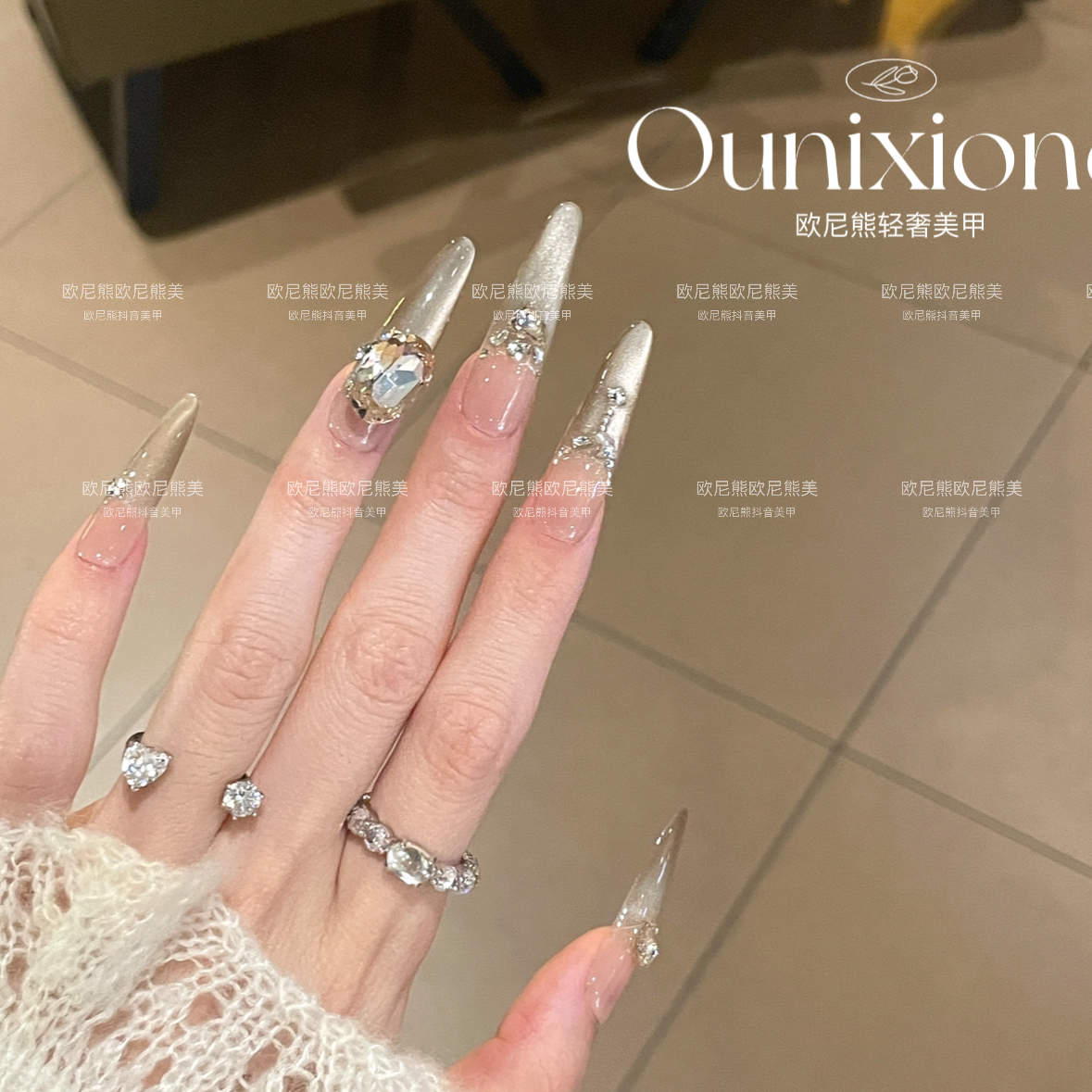 秋冬季新款纯手工气质显白高级金闪猫眼穿戴甲片