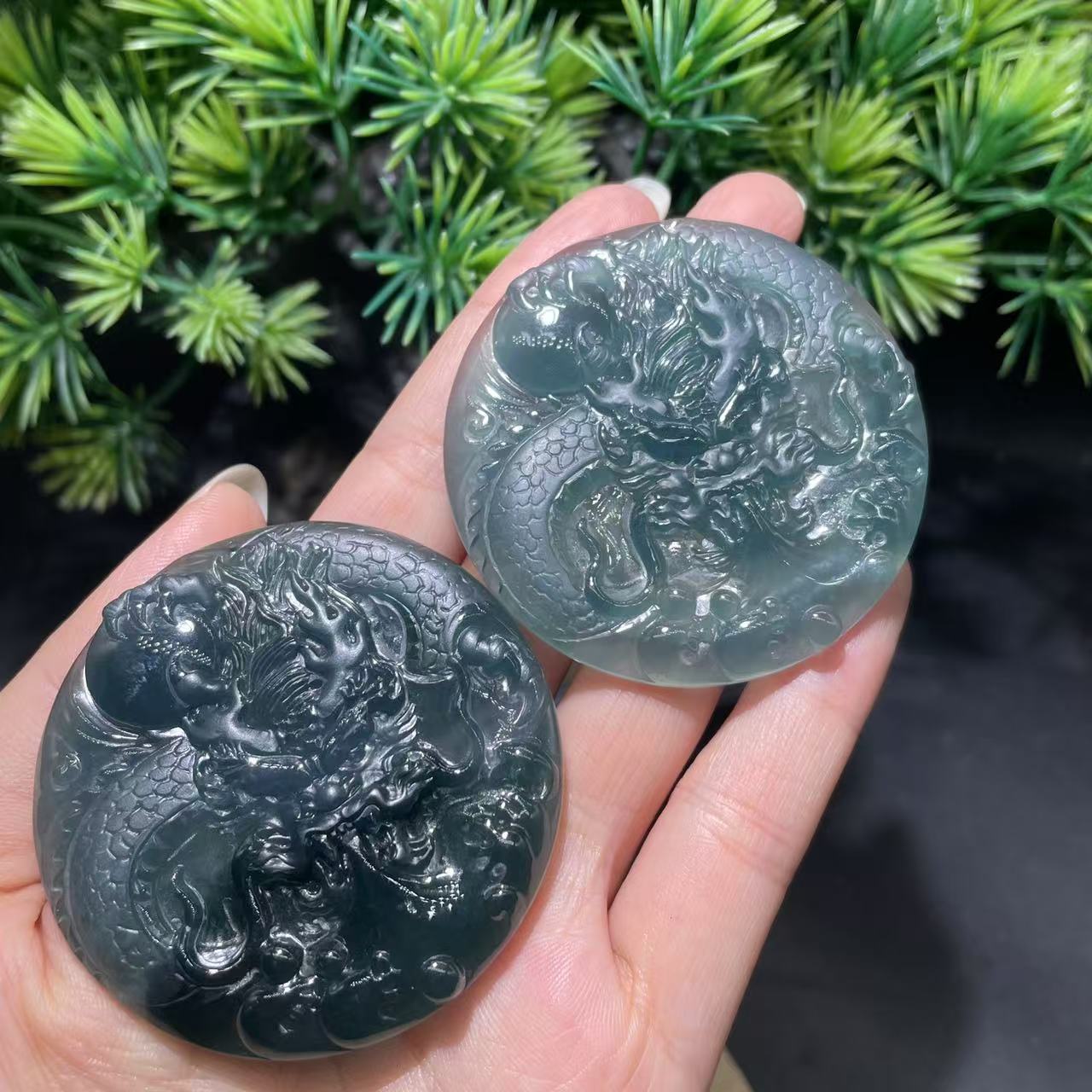 【玉经纶】20738/Q30-天然A货翡翠龙牌吊坠-多样性发其一