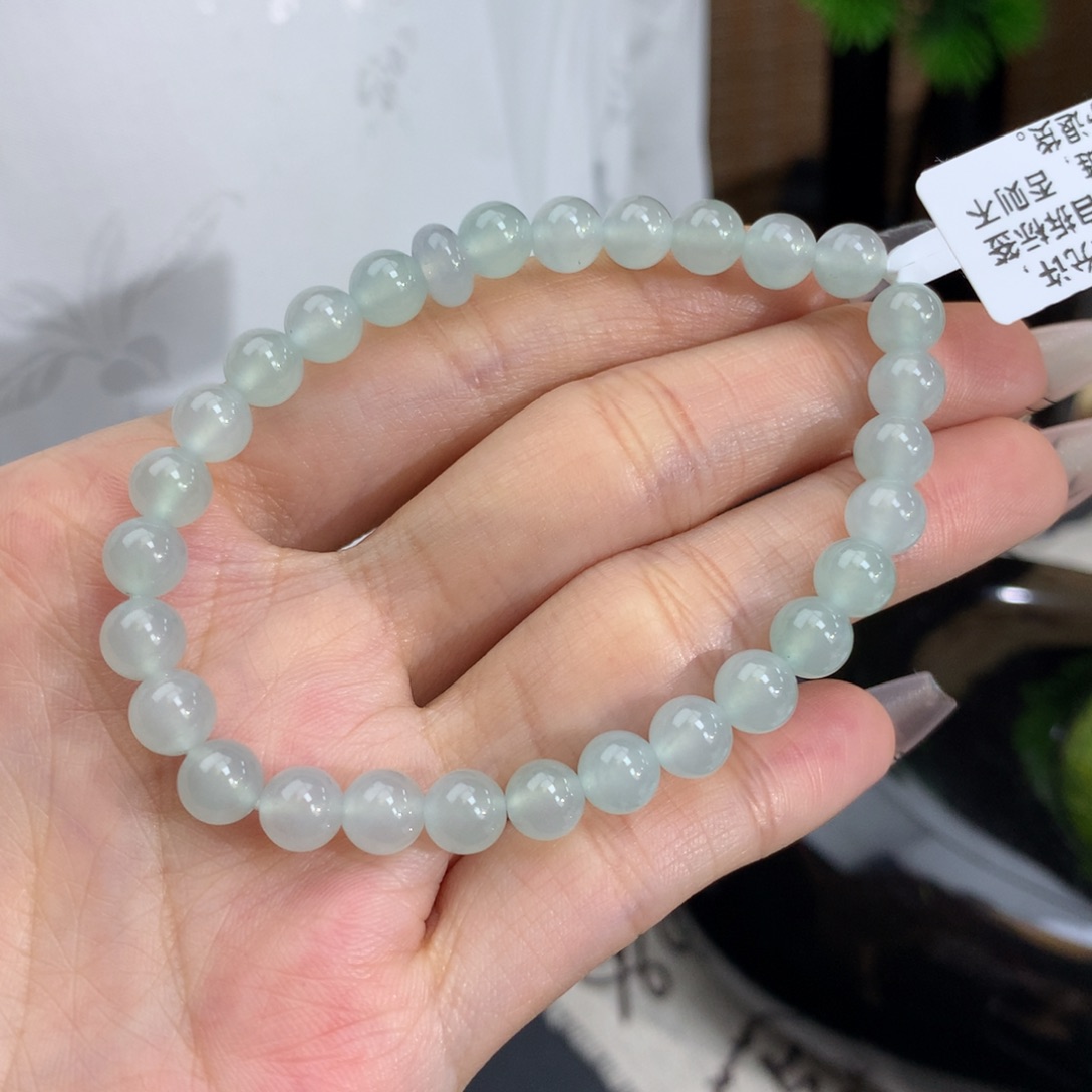 翡翠手链未镶嵌卡6.3冰胶蓝晴手串