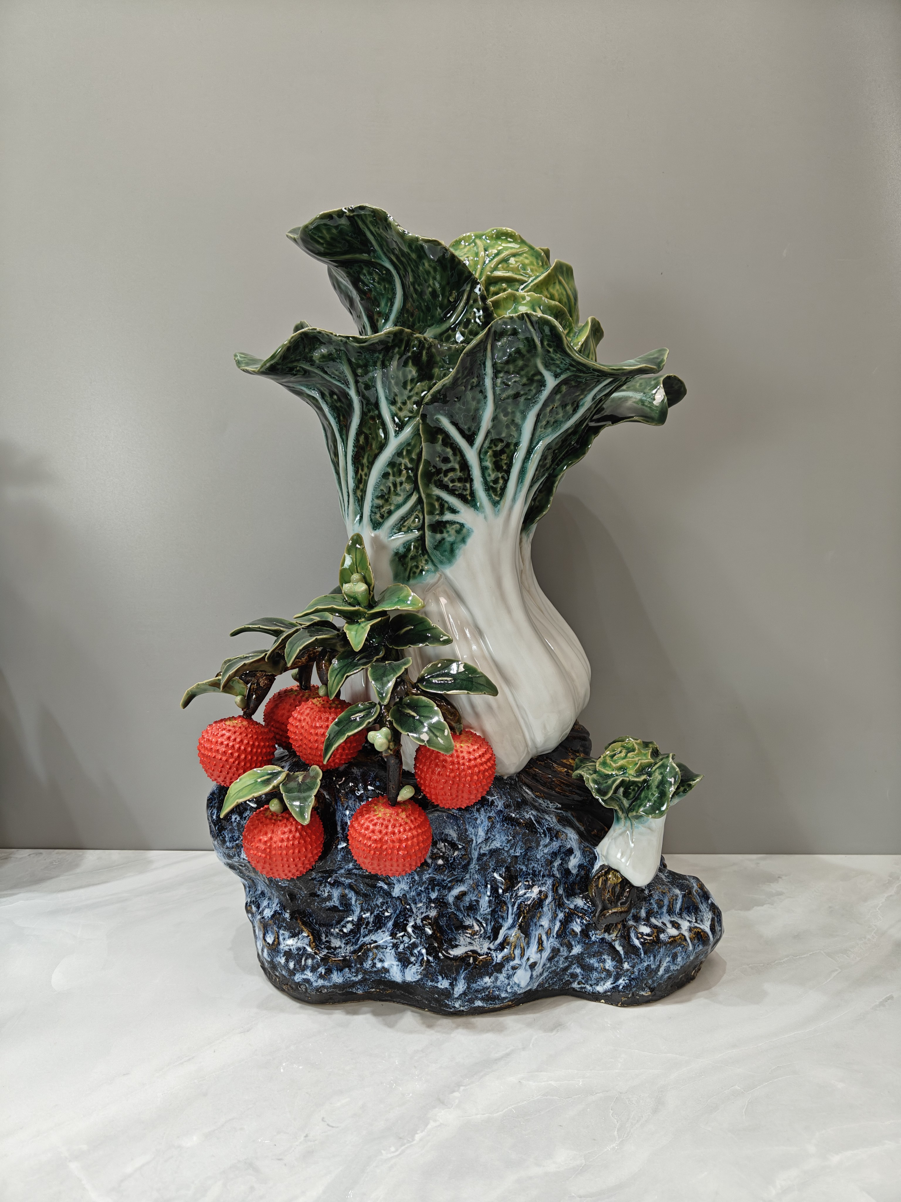 【百财来】白菜石湾公仔长度34宽度22高度50中式摆设陶瓷