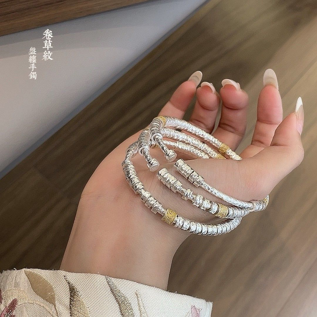 足银手镯 贵姐精品银手镯269碎银几两盘缠百搭手串开口腰缠万贯