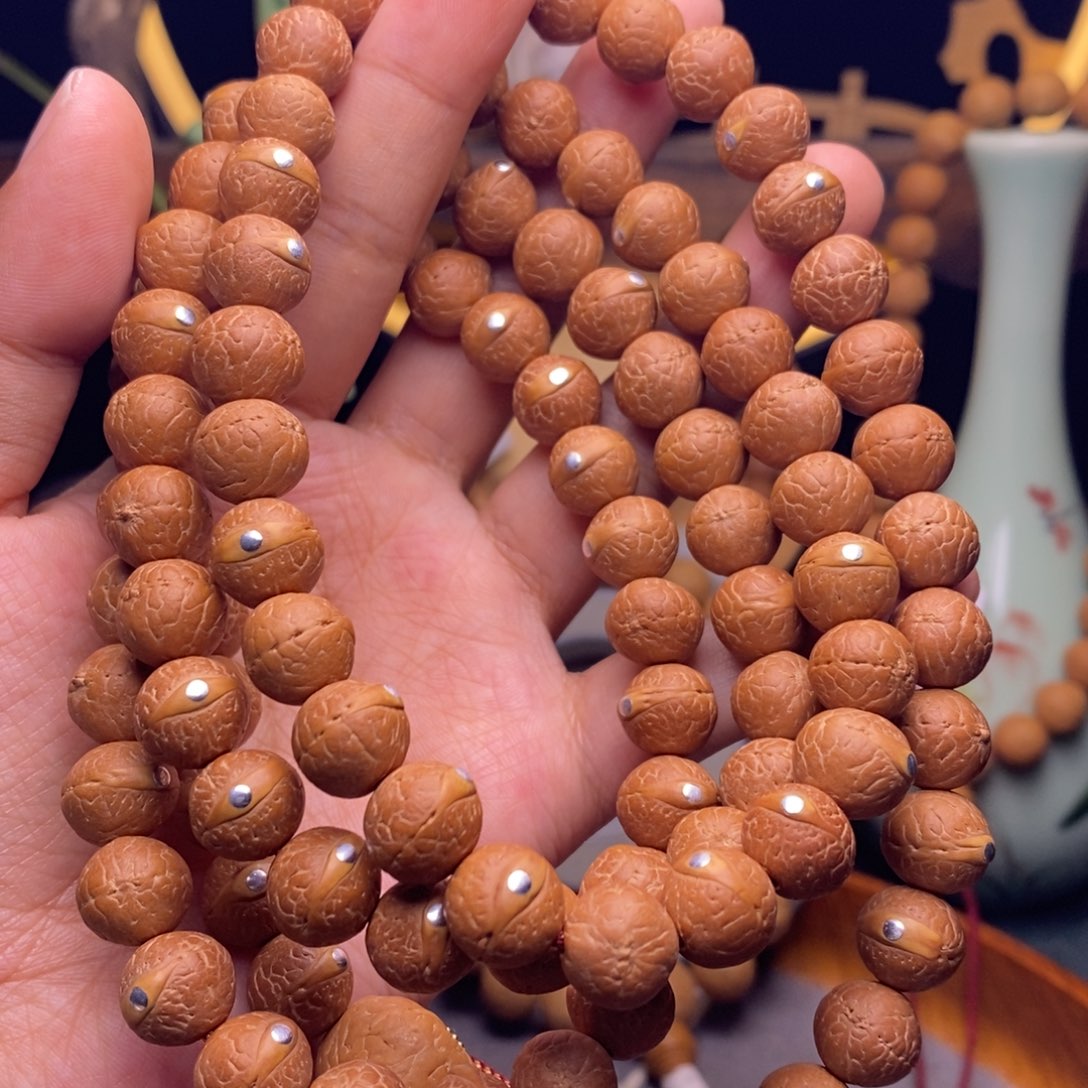 凤眼菩提手串10.5➕脖挂108银镶