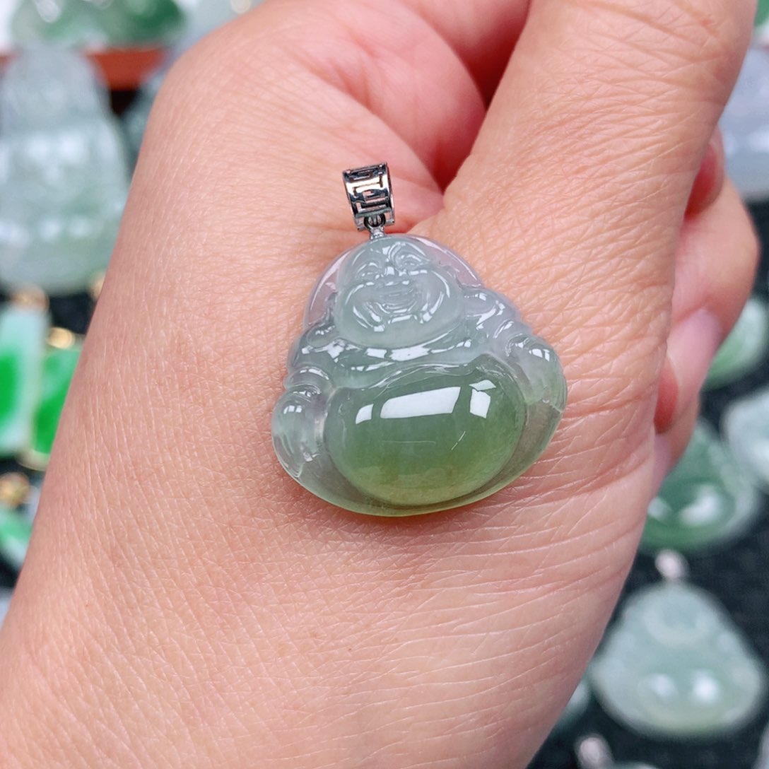 翡翠吊坠(不含链)18K金镶嵌