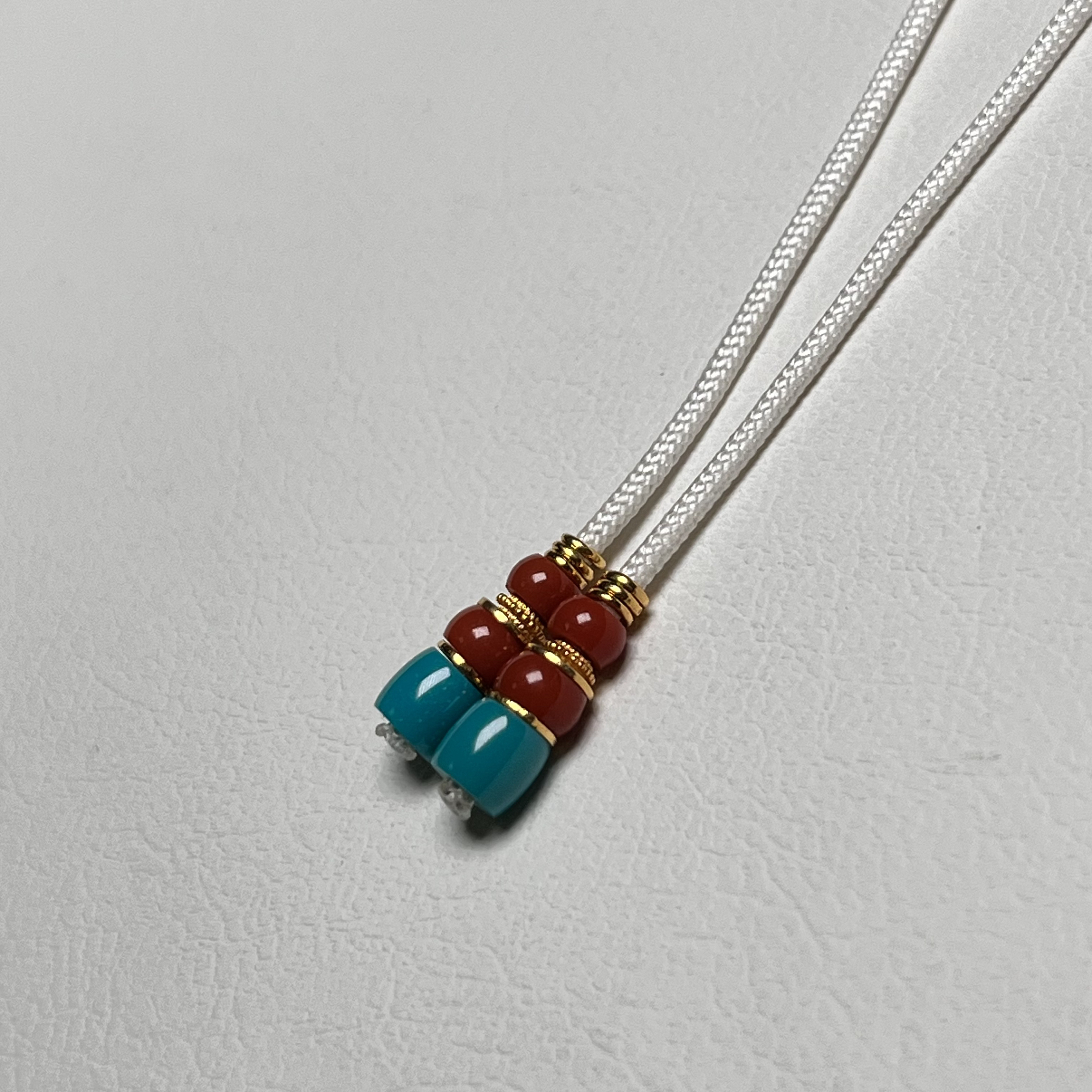 精品18k金绿松石南红弟子珠（弟子珠）