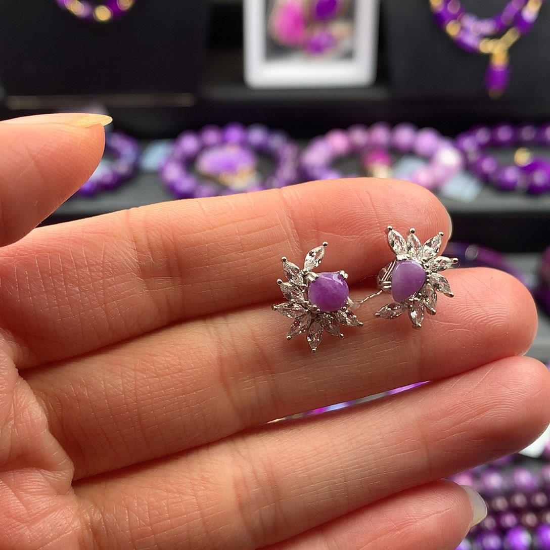 苏纪石（舒俱来）耳饰银S925镶嵌