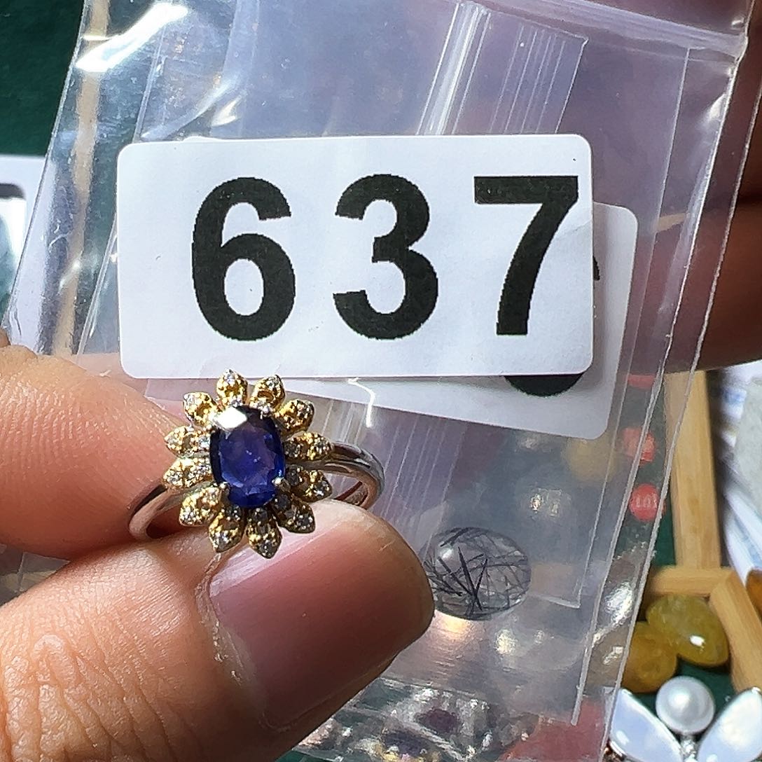 石英质玉戒指银S925镶嵌鱼*