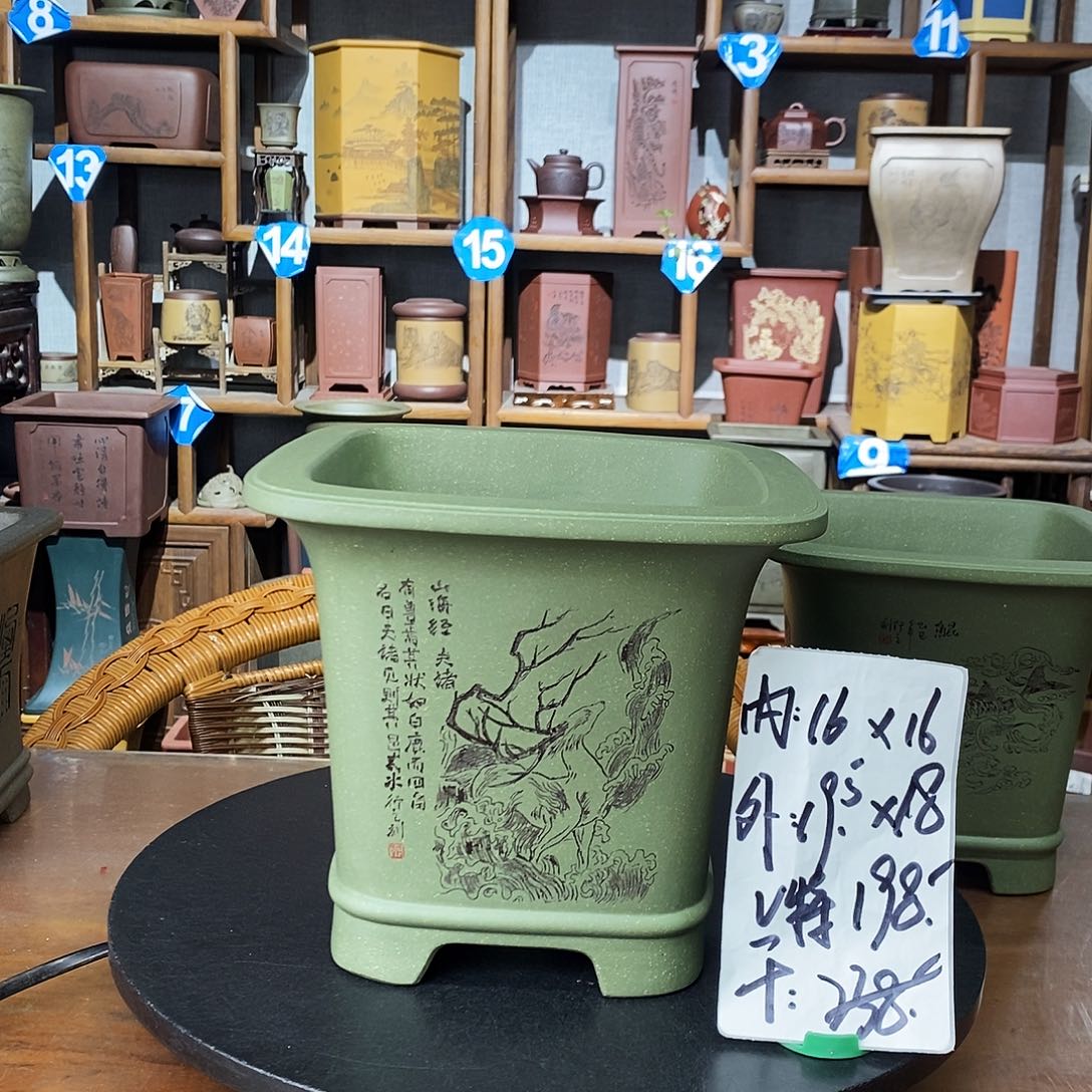 紫砂花盆果绿泥爆款四方特价