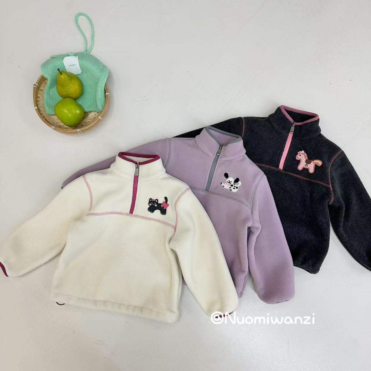 【现货】儿童韩系撞色贴标半开拉链外套（冬款）WZJ-26592