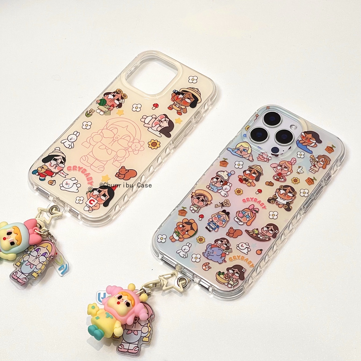 可爱卡通围边哭包女孩晕染黑皮趣味创意适用苹果16手机壳15/14/13