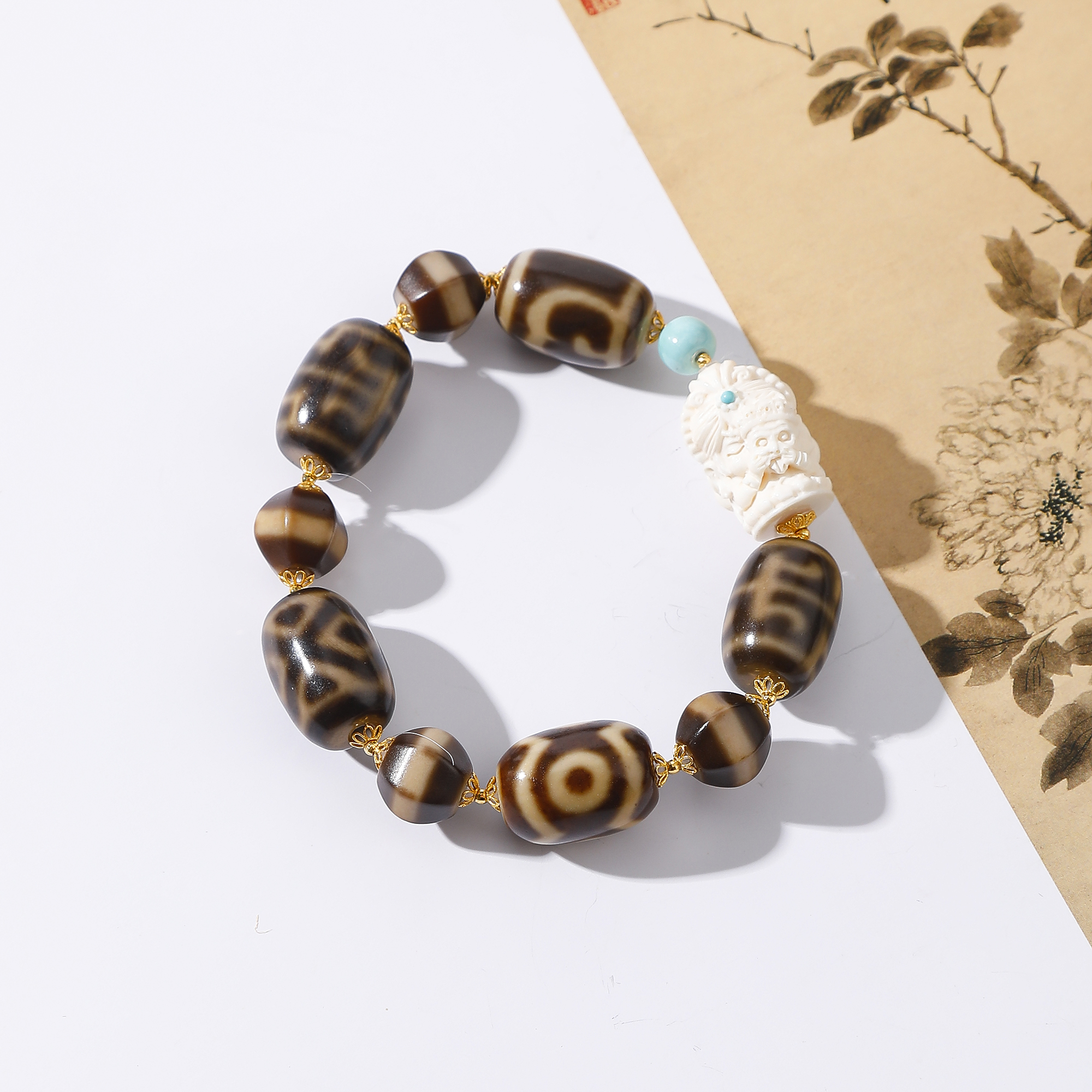 一了个卜【大满贯】18K老台珠天珠手串