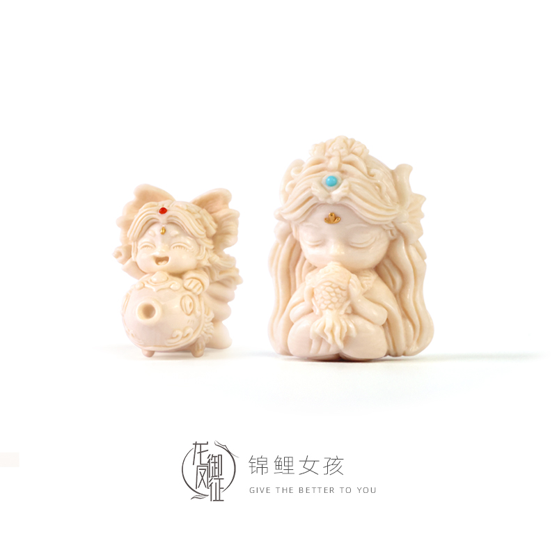 锦鲤系列 | 原创设计猛犸精雕锦鲤女孩少女治愈坠送礼收藏品