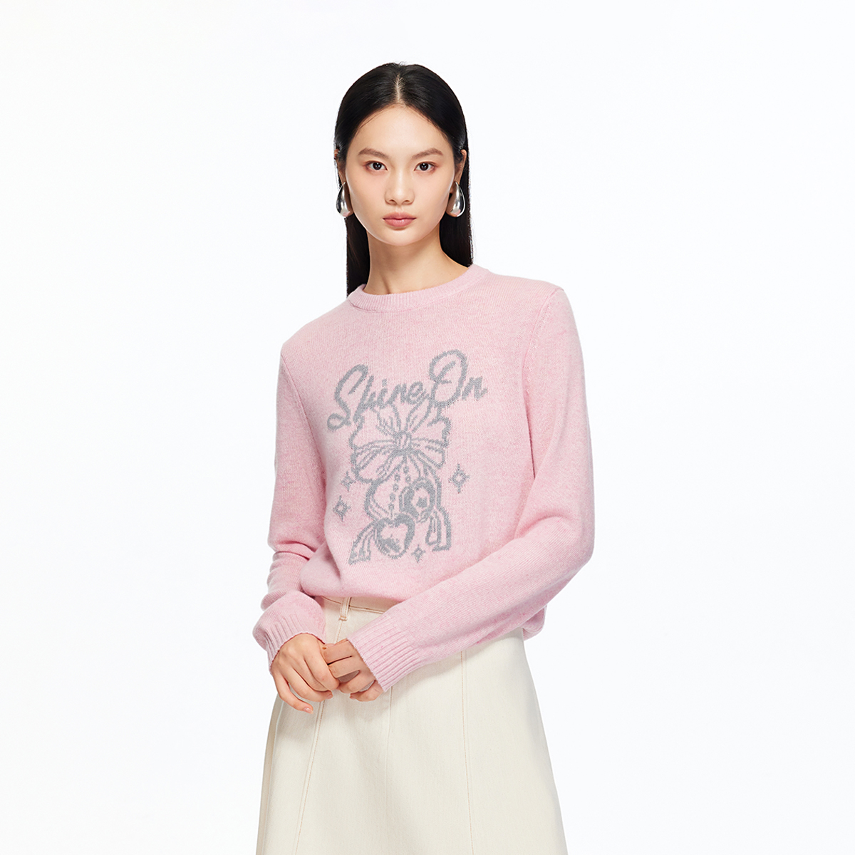 Vero Moda毛衣2025冬季新款含绵羊毛提花圆领简约出游服装女上衣