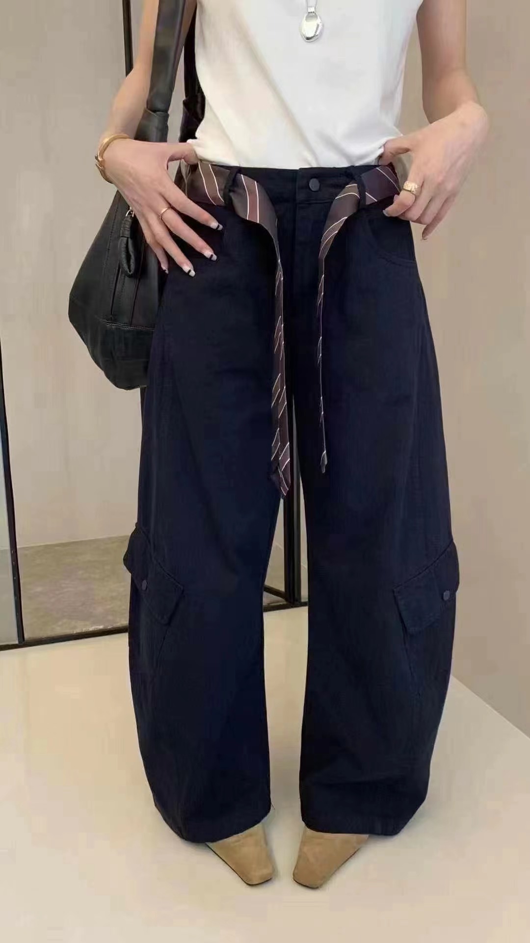 KM工装裤休闲风百搭阔腿长裤8538