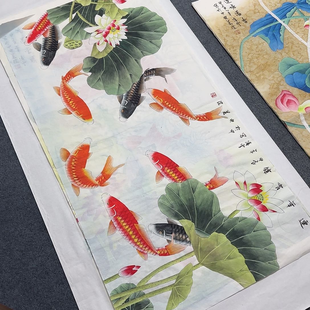 国画尺寸70X138手绘作品 