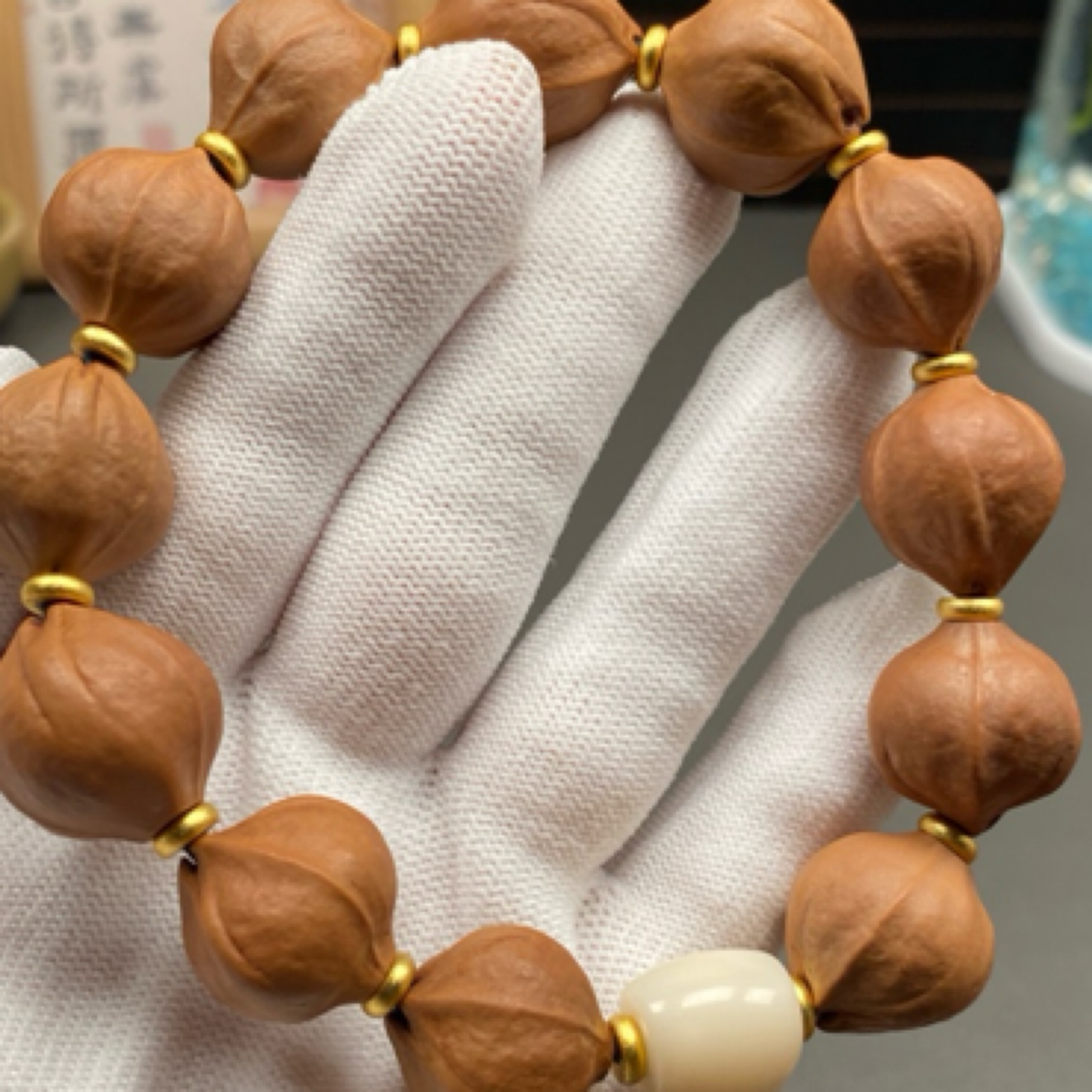 18×19橄榄核铁核原皮手串