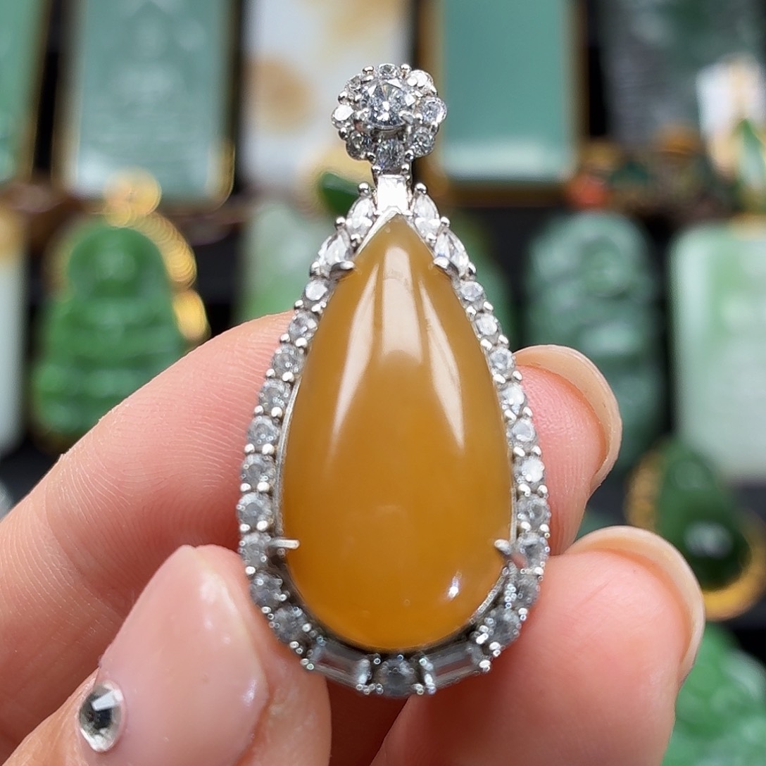 和田玉银S925镶嵌颈饰