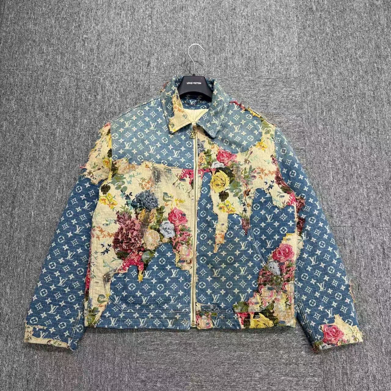 99新 LouisVuitton/路易威登  花卉满印做旧牛仔外套/50码/13778 