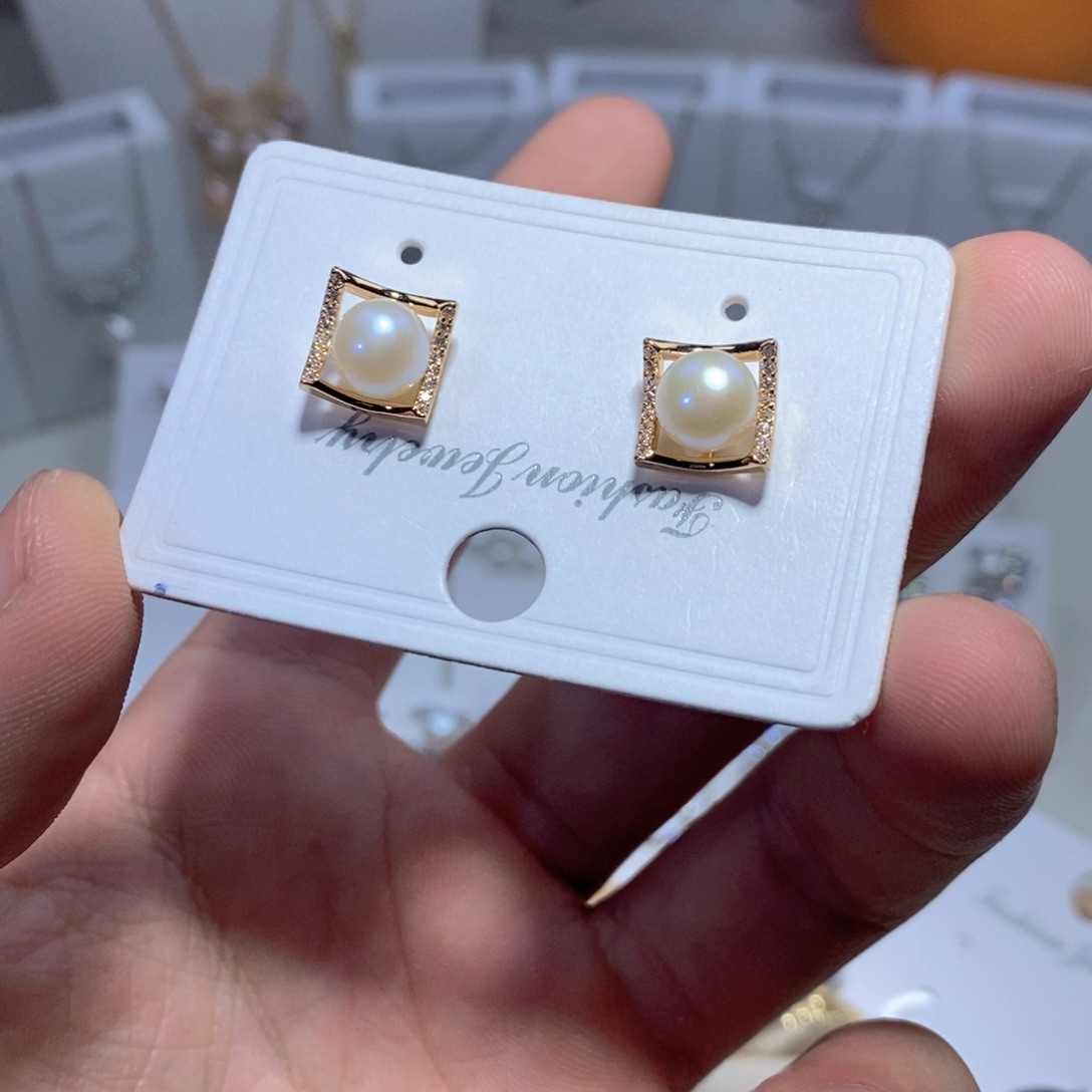 淡水珍珠耳饰银S925镶嵌