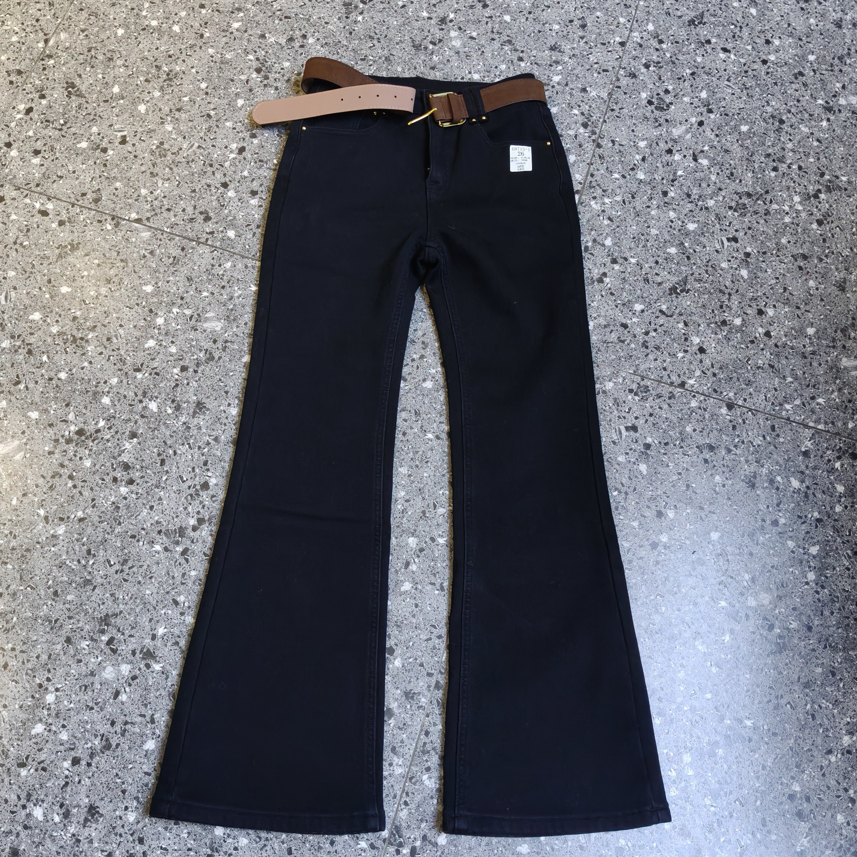 冬季新款加绒加厚高腰喇叭牛仔裤女宽松显瘦时尚休闲百搭