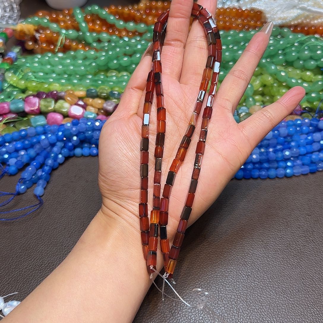 玛瑙/玉髓未镶嵌珠宝半成品4✖️8红玛瑙