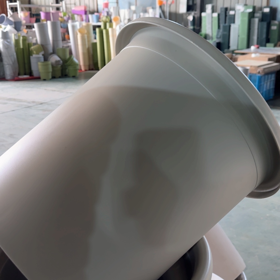 树脂四季盆8#无拖灰白微瑕3