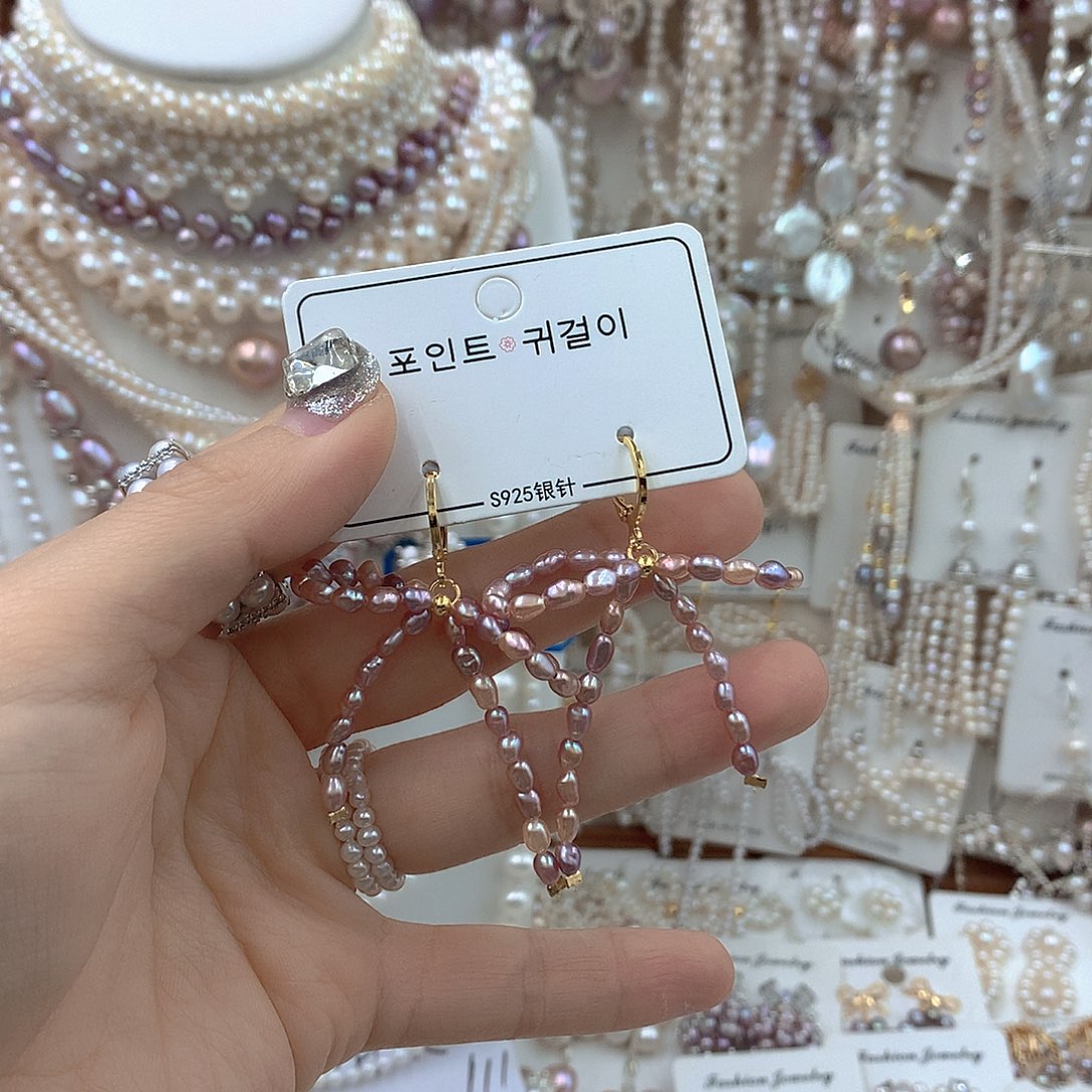 耳饰银S925镶嵌淡水珍珠