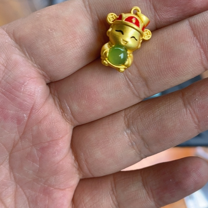 和田玉（碧玉）颈饰银S925镀金镶嵌