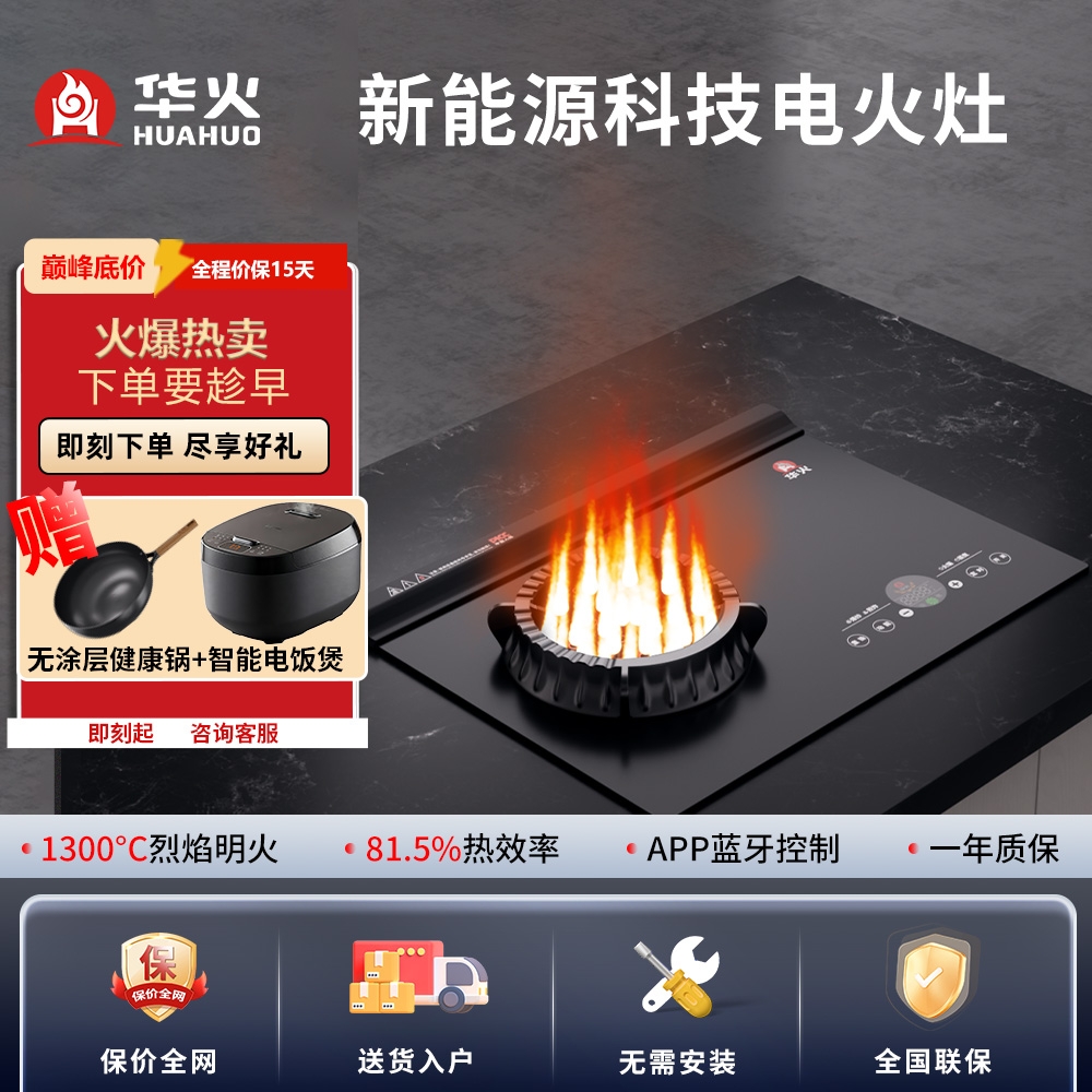 华火电火灶3kw大功率嵌入式电火灶电生明火电燃灶触摸屏HH-DCQTP6