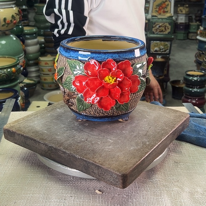 看***）泳坤堂石湾花盆陶瓷