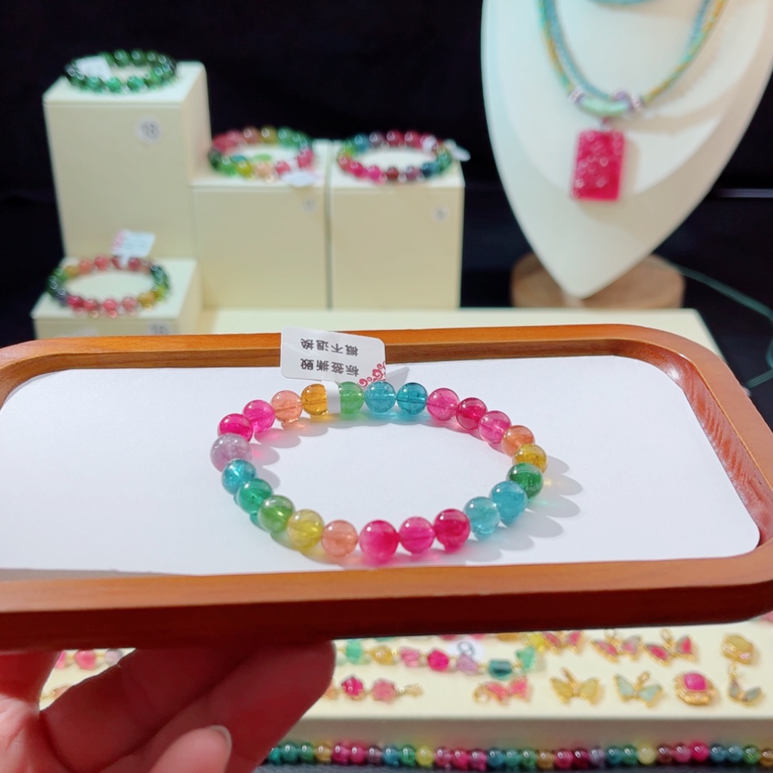 碧玺手串18K金镶嵌手串