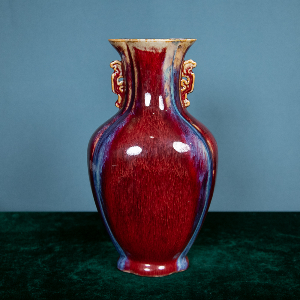 钧红双耳花口赏瓶JC-1127