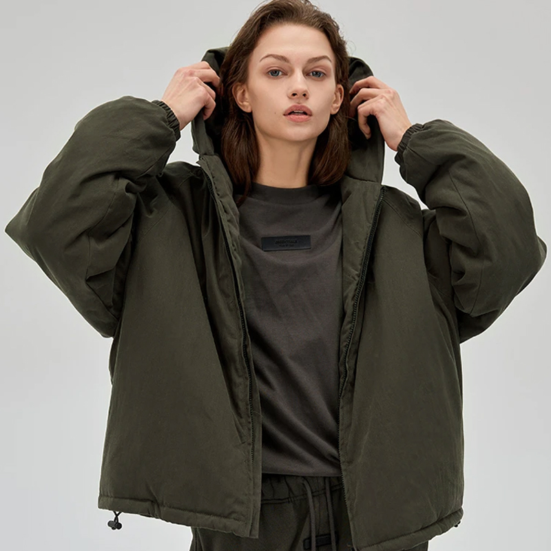 23后背logo男棉服外套休闲宽松纯色棉衣拉链连帽