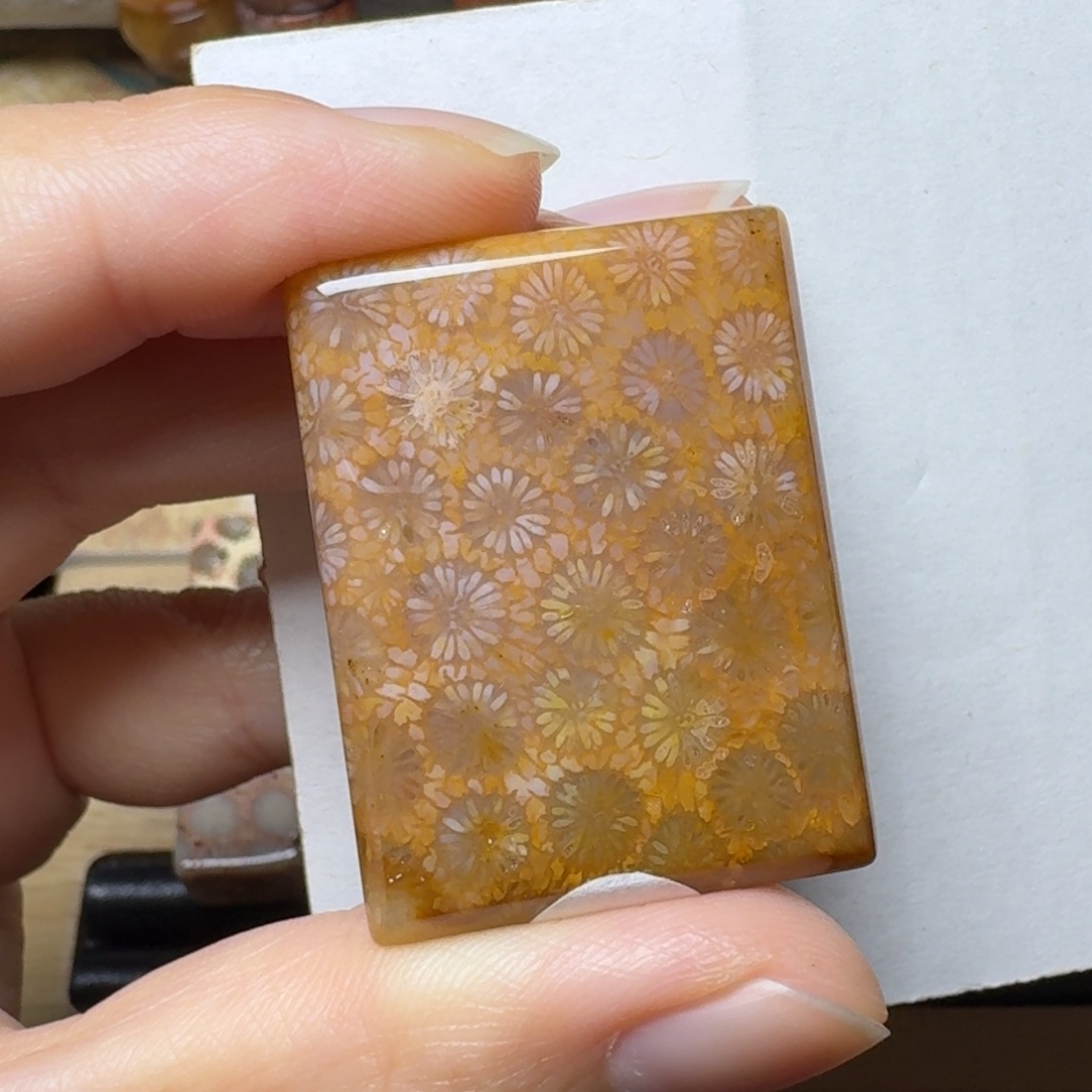 硅化玉未镶嵌玉透立体花，不盘
