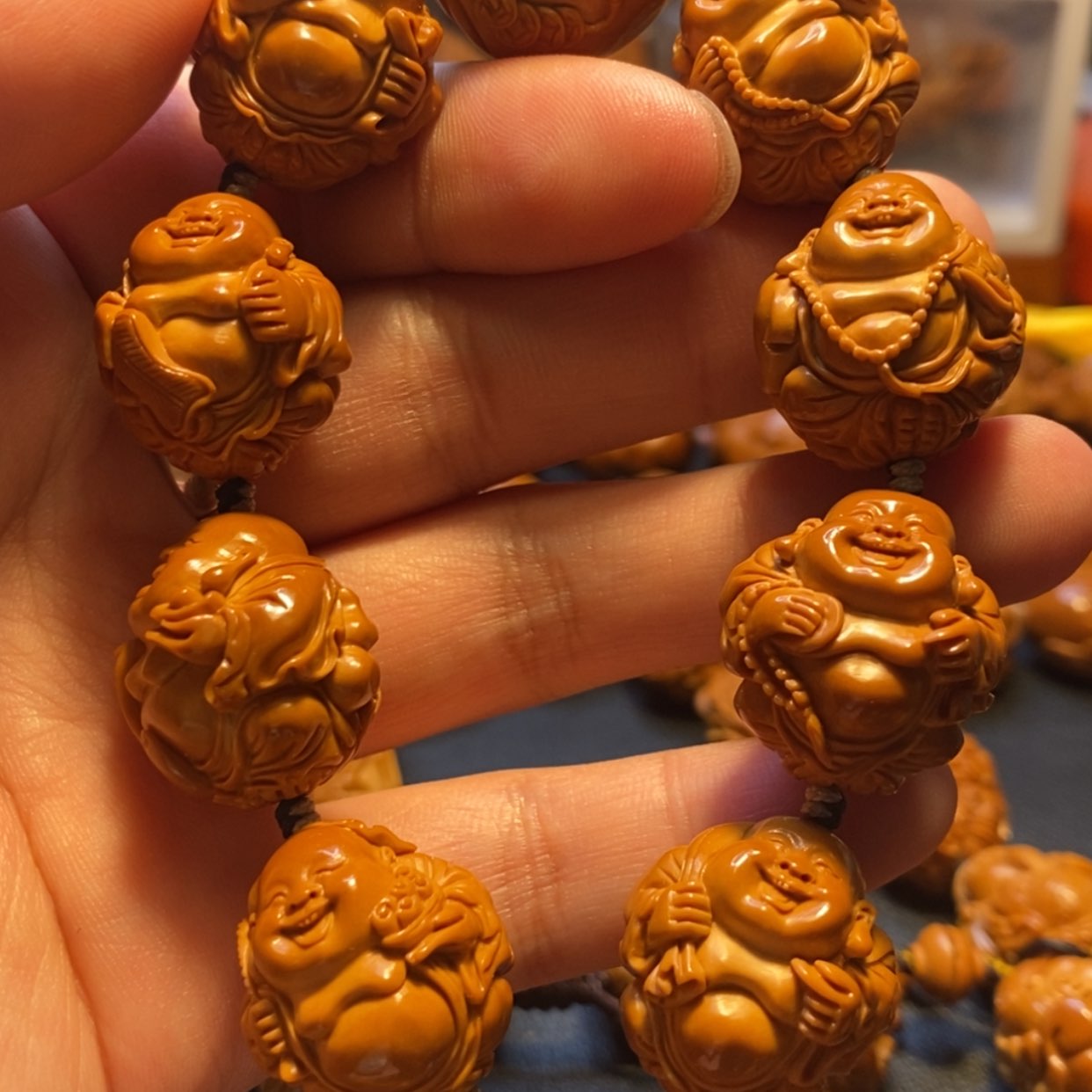 【闪购商品】橄榄核手串/手链苏工名家高精品水晶核八宝弥勒佛