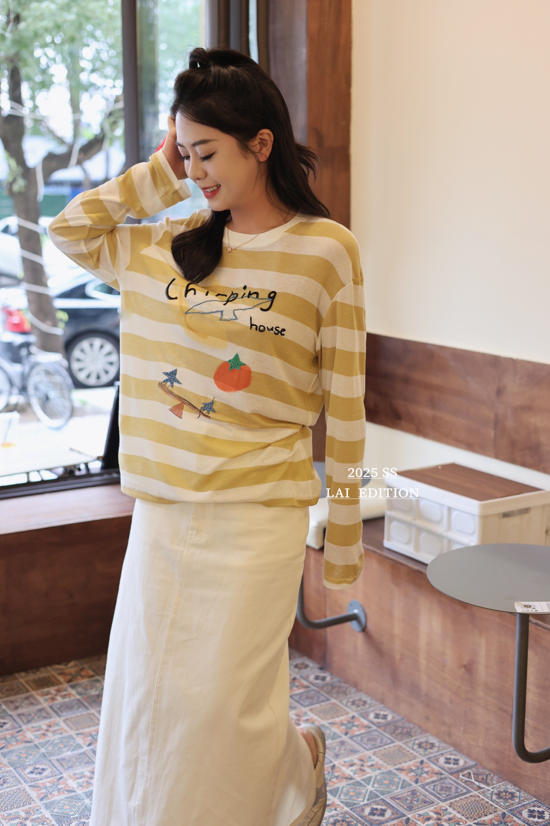 小众条纹面膜上衣