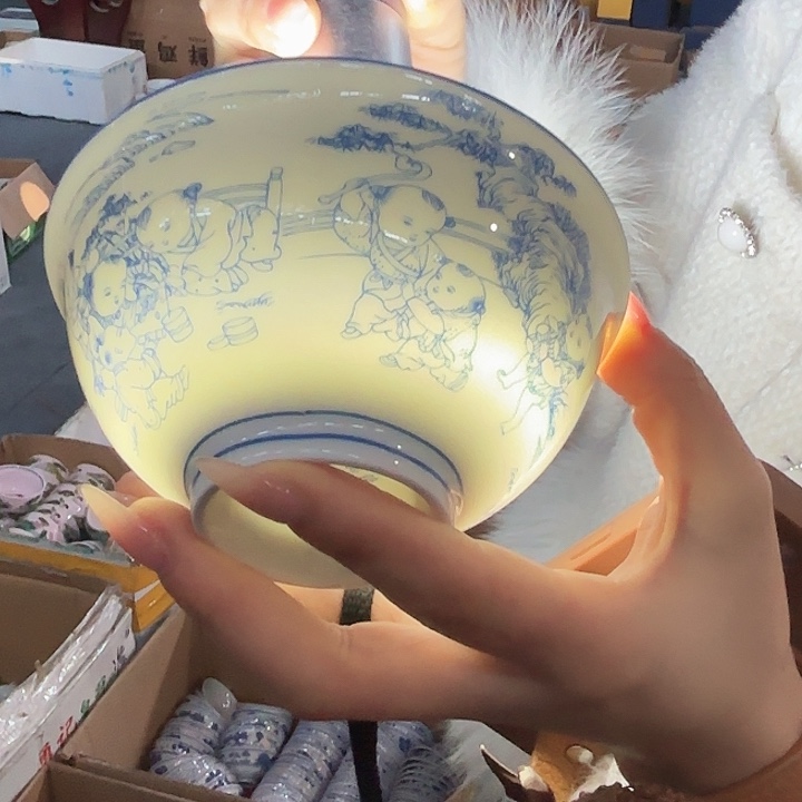 陶摆件景德镇高温陶瓷青花碗6