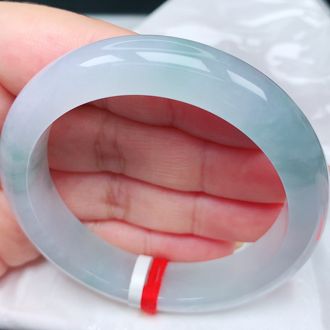 未镶嵌手镯翡翠15冰胶飘花清冷气质